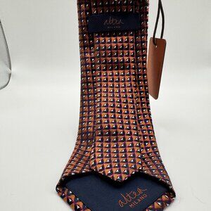NWT Altea Silk Triangle Tie – Bronze, Blue, White, Purple Modern Made in Italy